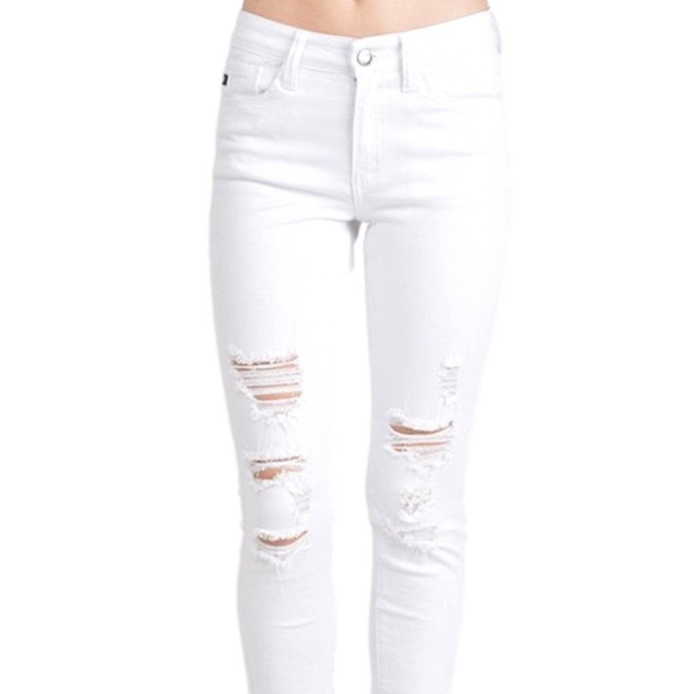 KanCan White Skinny Jeans Distressed Sz 1/24